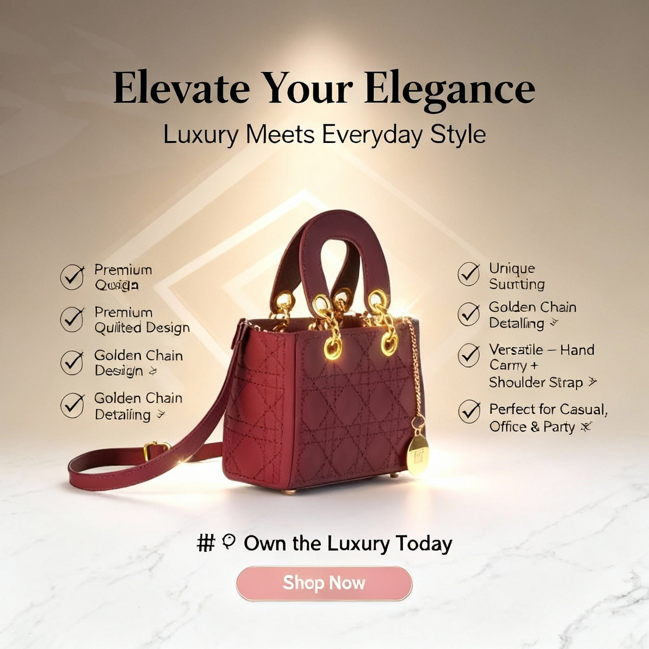 Stylish Tote Bag for Girls | Trendy Women’s Handbag (Maroon)